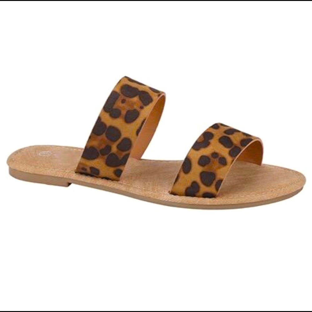 Double Strap Flat Leopard Sandal
